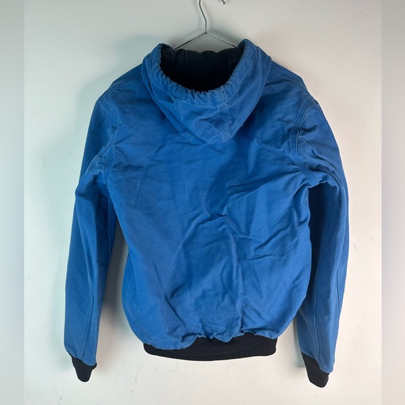 Rare Vintage Carhartt Canvas Hooded Jacket In Blue J360 ELB Size Small - Picture 2 of 10